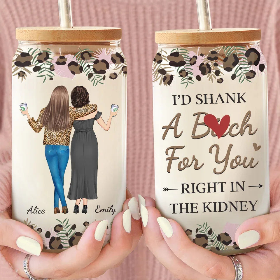 True Friends Are Always Together In Spirit - Bestie Personalized Custom Glass Cup, Iced Coffee Cup - Gift For Best Friends, BFF, Sisters