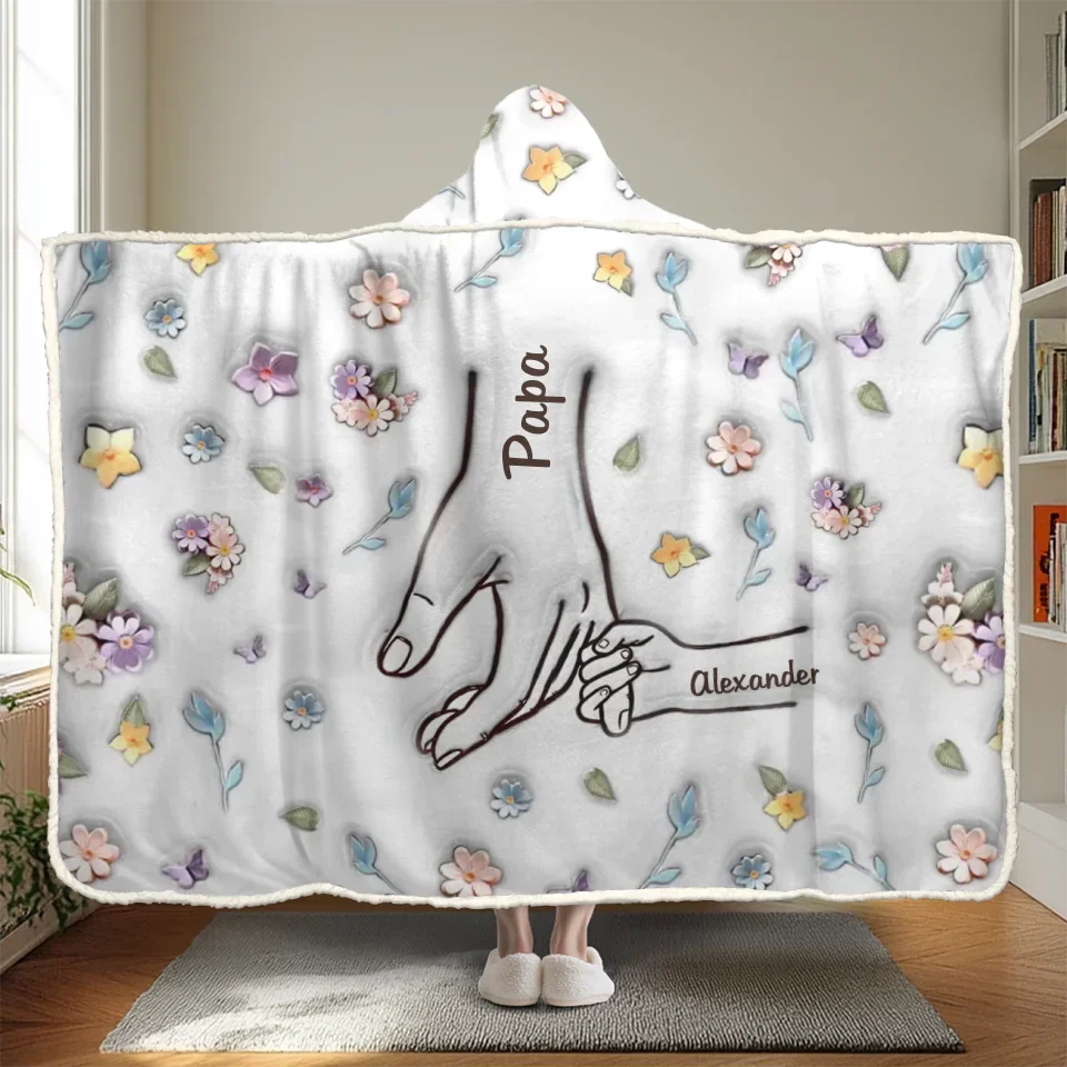 Let's Hold Hands And Brave This World Together - Family Personalized Custom 3D Inflated Effect Printed Snuggle Blanket, Hoodie Blanket - Gift For Family Members