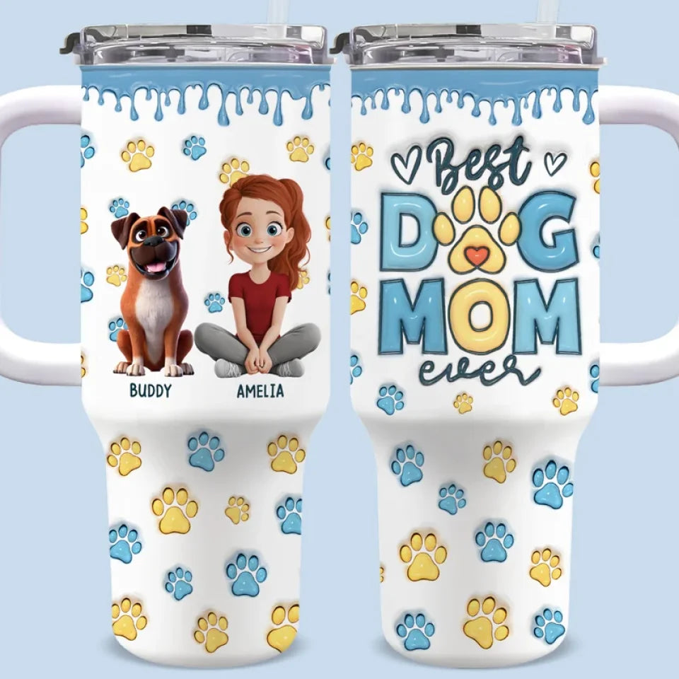 My Dog Is My Heart - Dog Personalized Custom 3D Inflated Effect Printed 40 Oz Stainless Steel Tumbler With Handle - Gift For Pet Owners, Pet Lovers