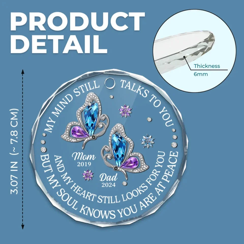 Remembered With Love - Memorial Personalized Custom Round Glass Ornament Car Hanger - Sympathy Gift For Family Members