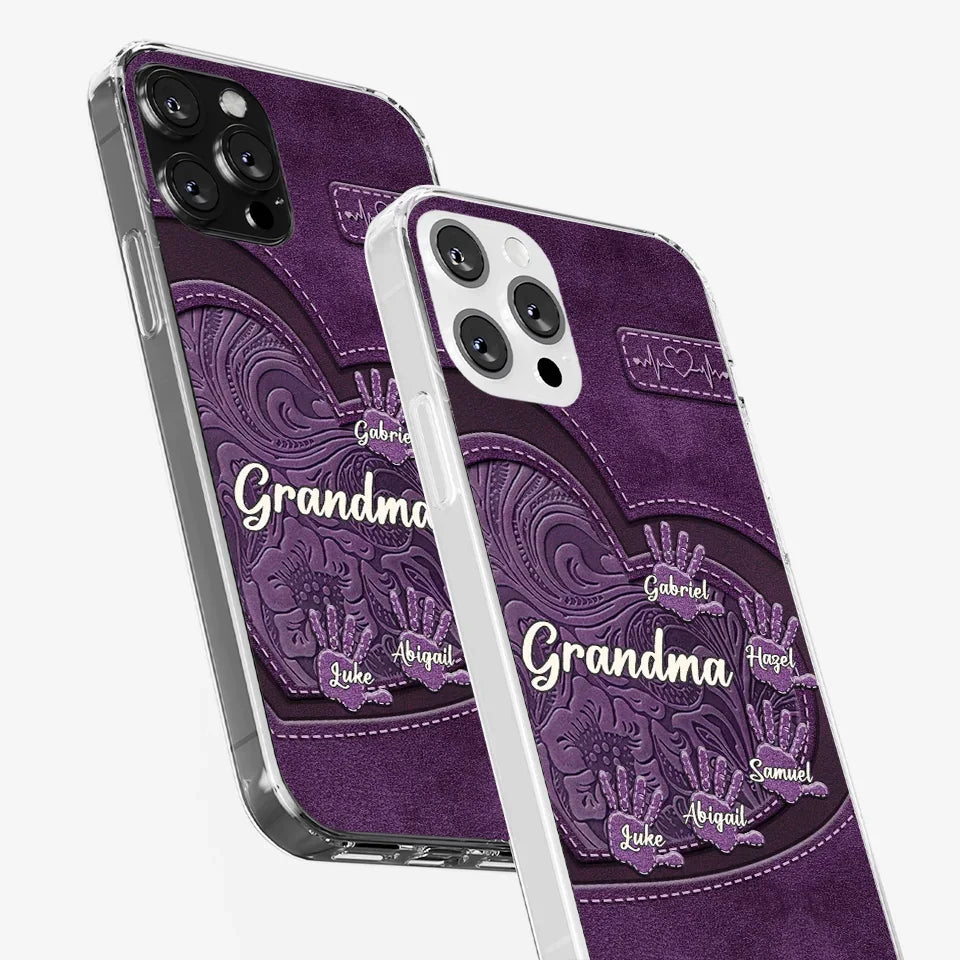 Grandma’s Hands, A Map Of Love And Wisdom - Family Personalized Custom Clear Phone Case - Gift For Mom, Grandma