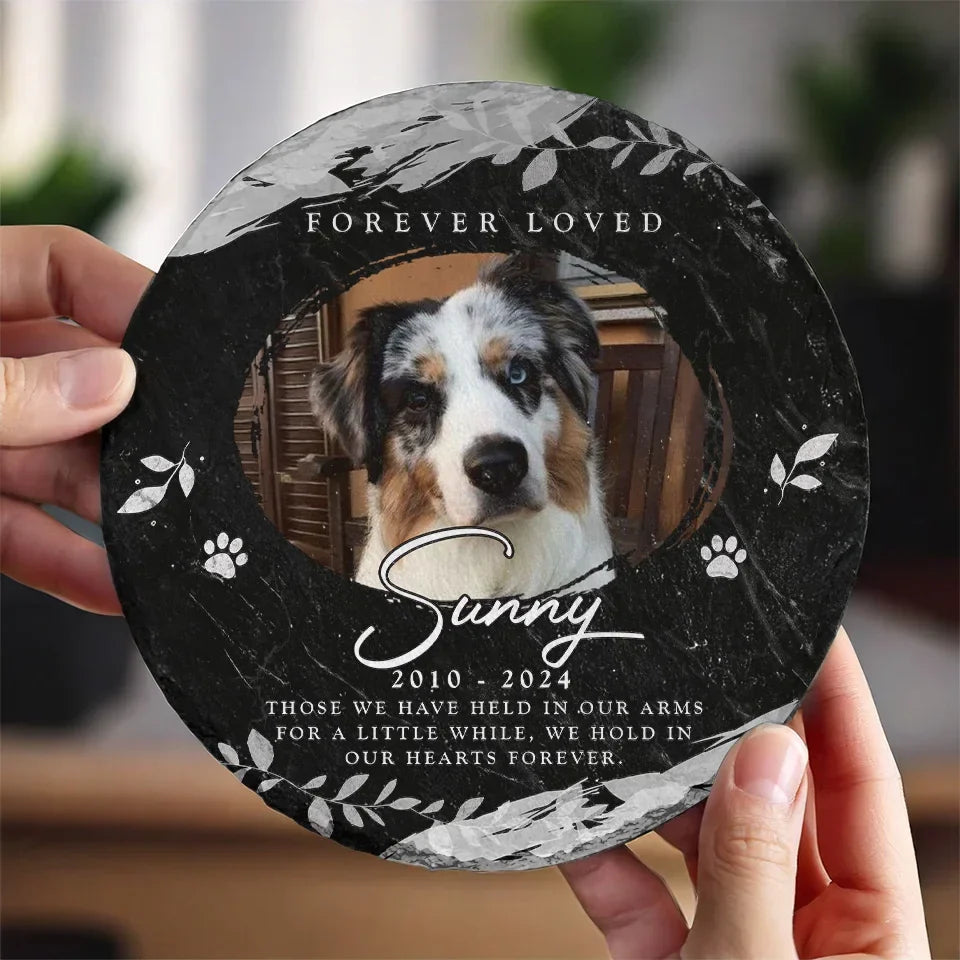 Custom Photo Forever In My Heart - Memorial Personalized Custom Round Shaped Stone With Stand - Sympathy Gift For Pet Owners, Pet Lovers