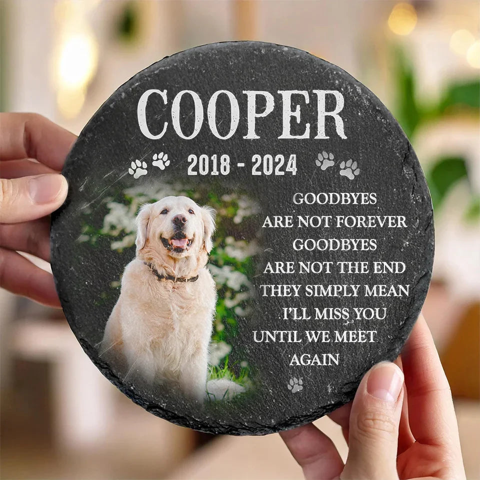 Custom Photo Cherished Friend, Faithful To The End - Memorial Personalized Custom Round Shaped Stone With Stand - Sympathy Gift For Pet Owners, Pet Lovers
