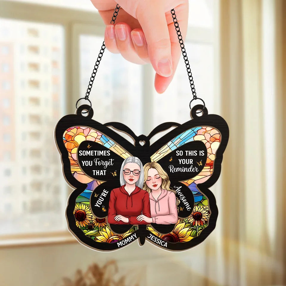 A Daughter Is A Piece Of Her Mother’s Heart - Family Personalized Window Hanging Suncatcher Ornament - Gift For Mom, Daughter
