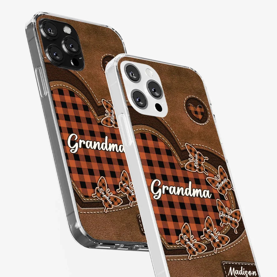 Grandma’s Love Is A Hug That Never Ends - Family Personalized Custom Clear Phone Case - Gift For Mom, Grandma