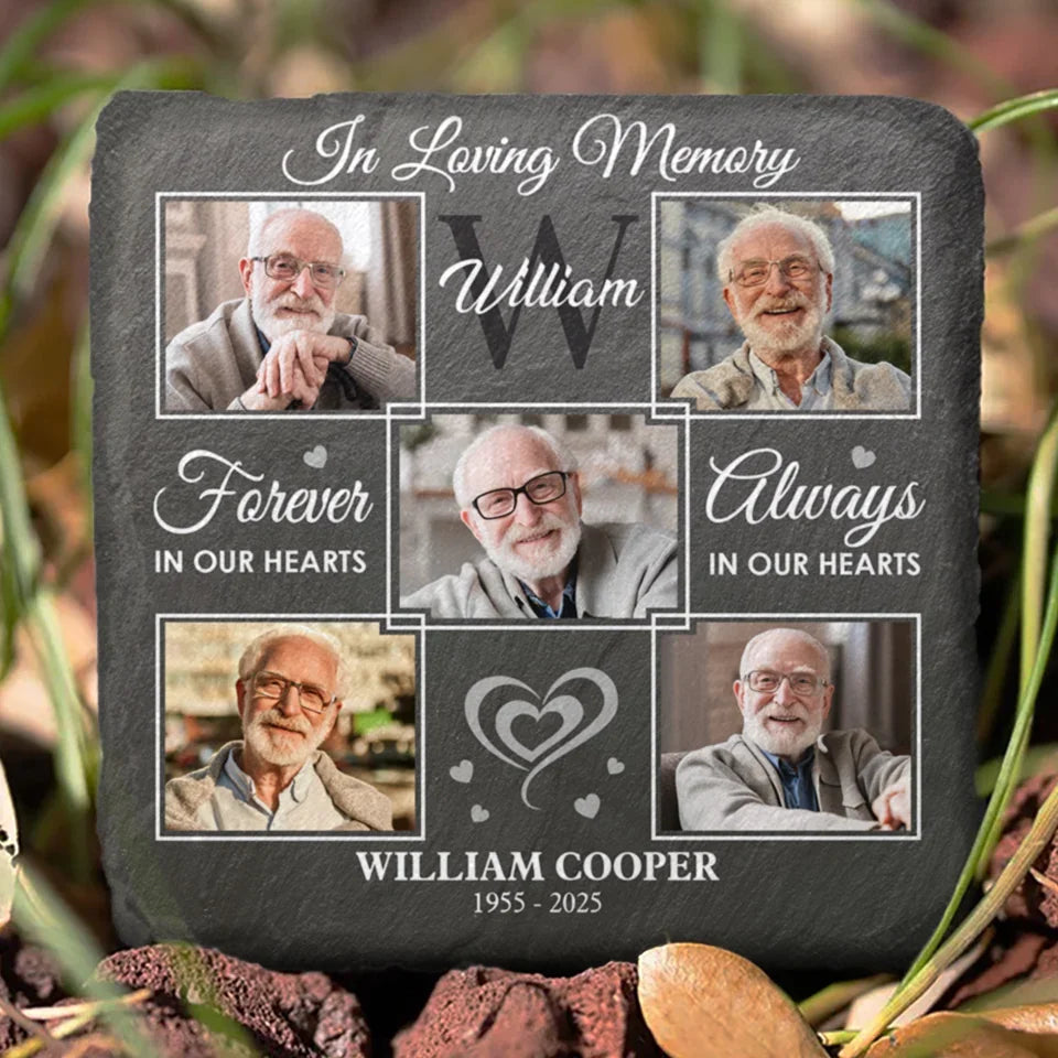 Custom Photo A Cherished Reminder Of Love That Connects Us - Memorial Personalized Custom Square Shaped Stone With Stand - Sympathy Gift For Family Members