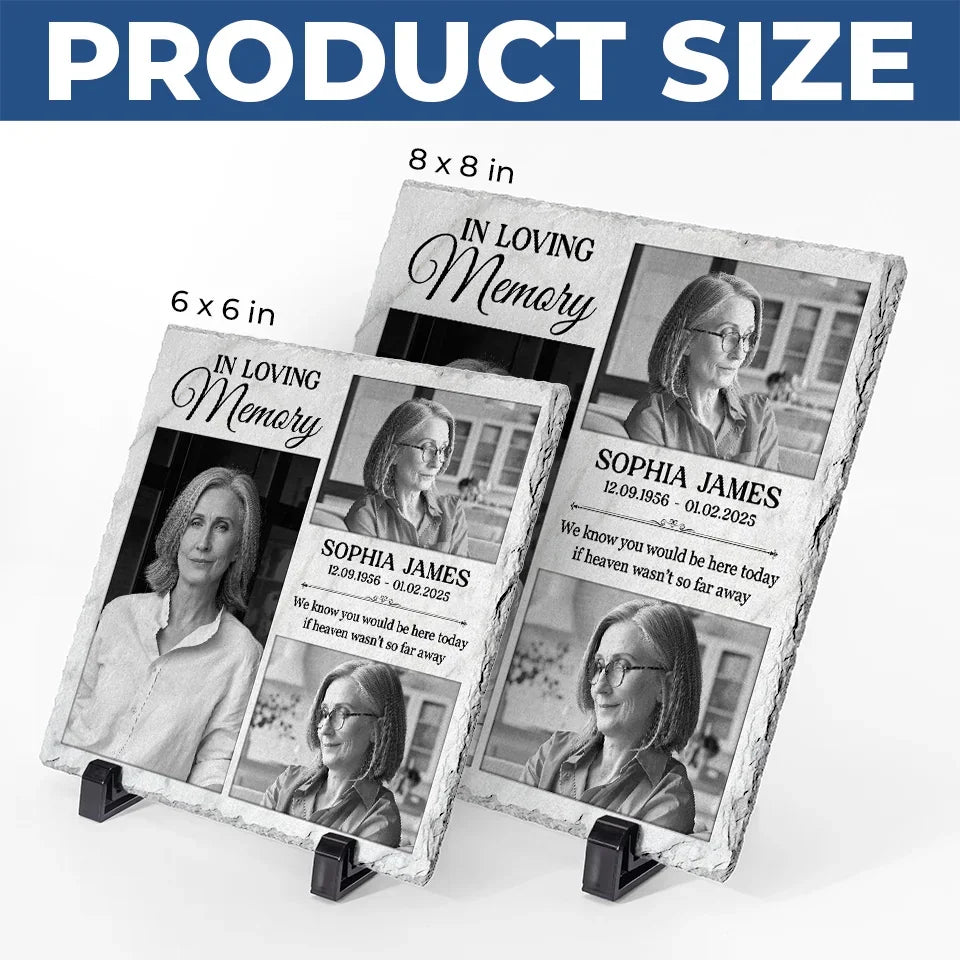 Custom Photo Love Shines Brightly Through Our Memories - Memorial Personalized Custom Square Shaped Stone With Stand - Sympathy Gift For Family Members