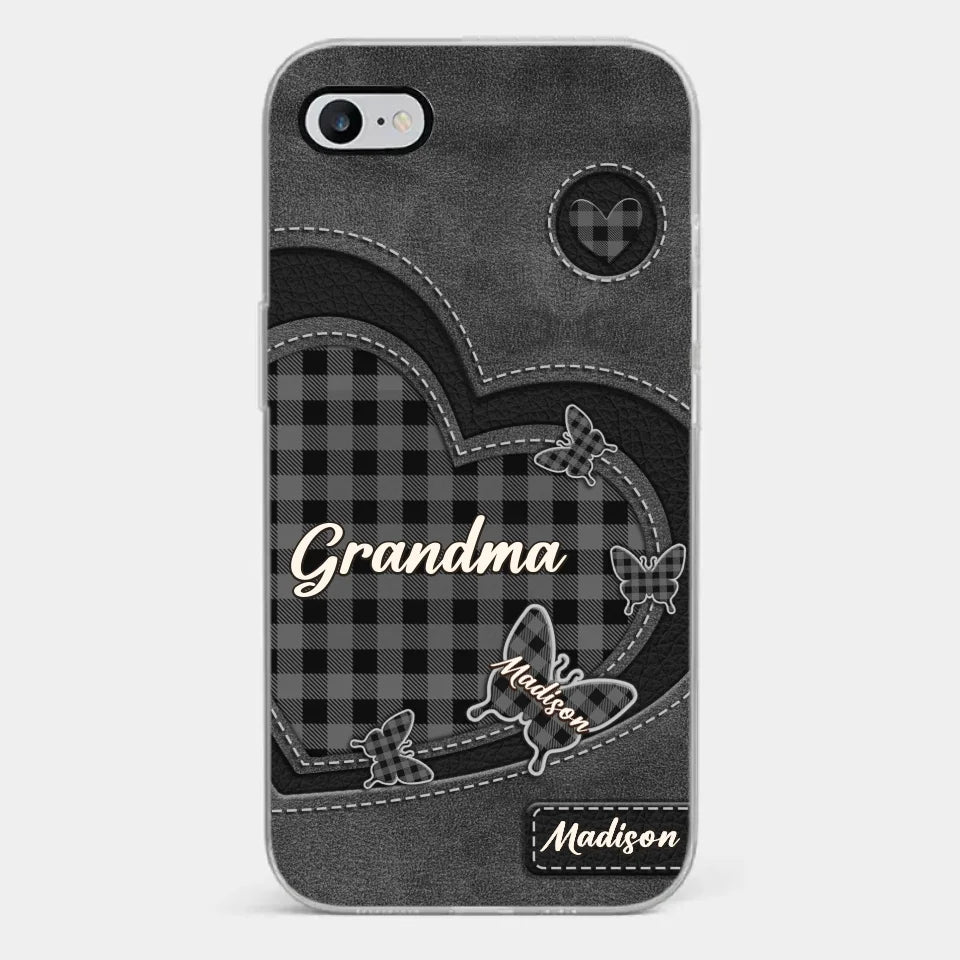 Grandma’s Love Is A Hug That Never Ends - Family Personalized Custom Clear Phone Case - Gift For Mom, Grandma