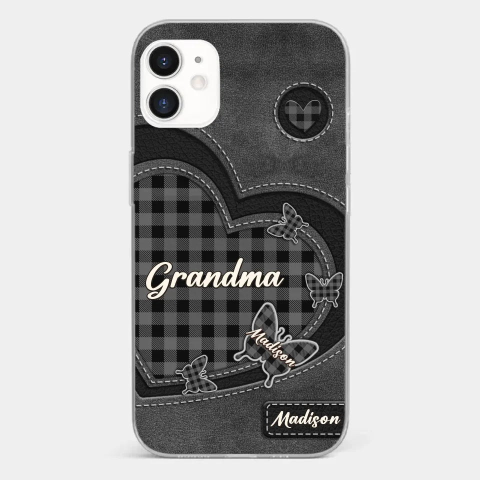 Grandma’s Love Is A Hug That Never Ends - Family Personalized Custom Clear Phone Case - Gift For Mom, Grandma