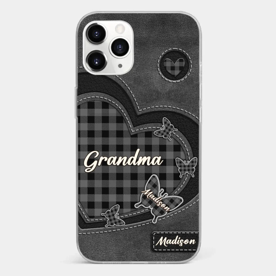 Grandma’s Love Is A Hug That Never Ends - Family Personalized Custom Clear Phone Case - Gift For Mom, Grandma