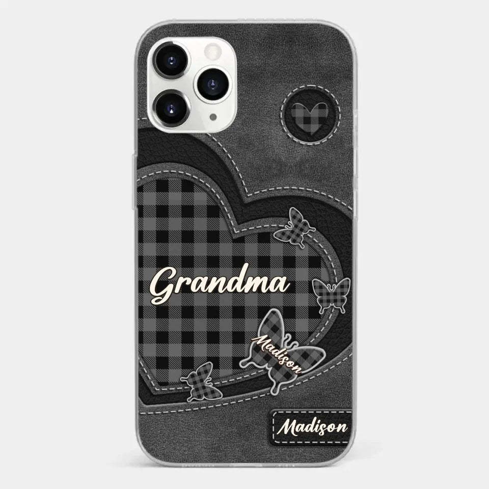 Grandma’s Love Is A Hug That Never Ends - Family Personalized Custom Clear Phone Case - Gift For Mom, Grandma
