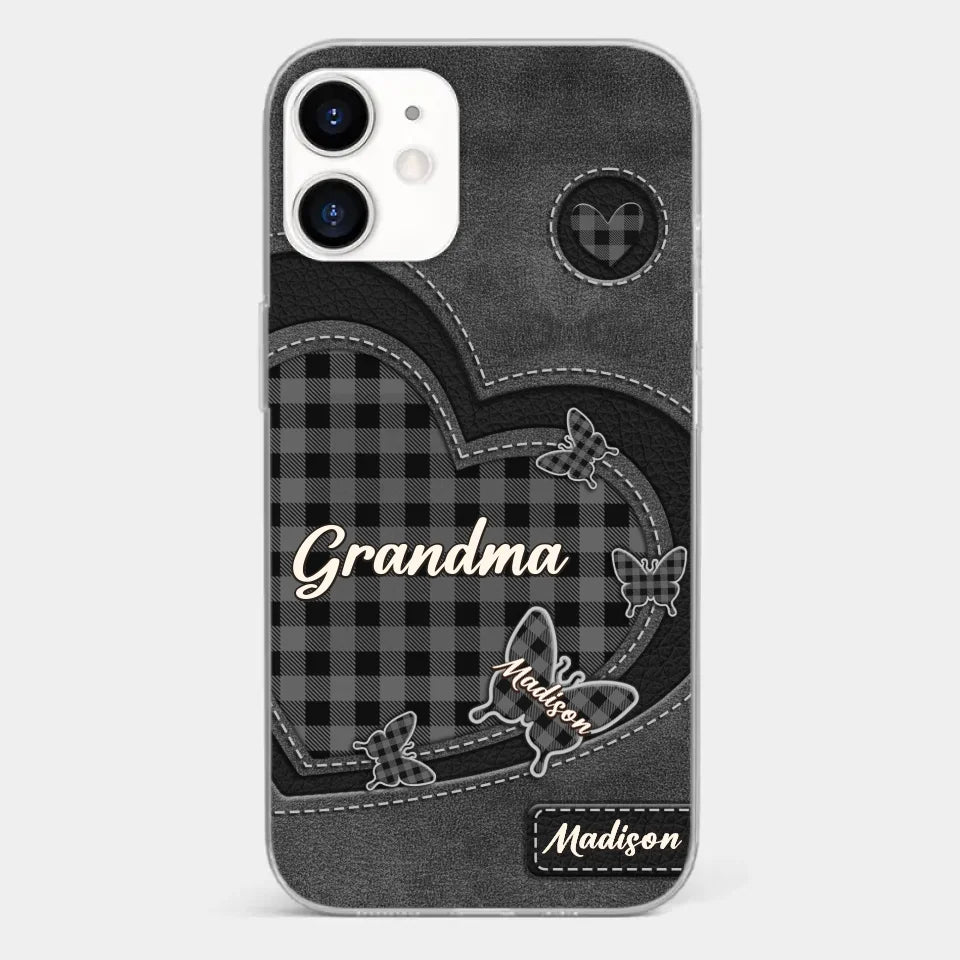Grandma’s Love Is A Hug That Never Ends - Family Personalized Custom Clear Phone Case - Gift For Mom, Grandma