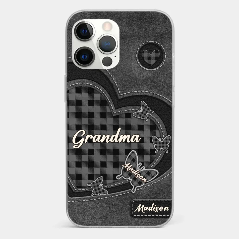 Grandma’s Love Is A Hug That Never Ends - Family Personalized Custom Clear Phone Case - Gift For Mom, Grandma