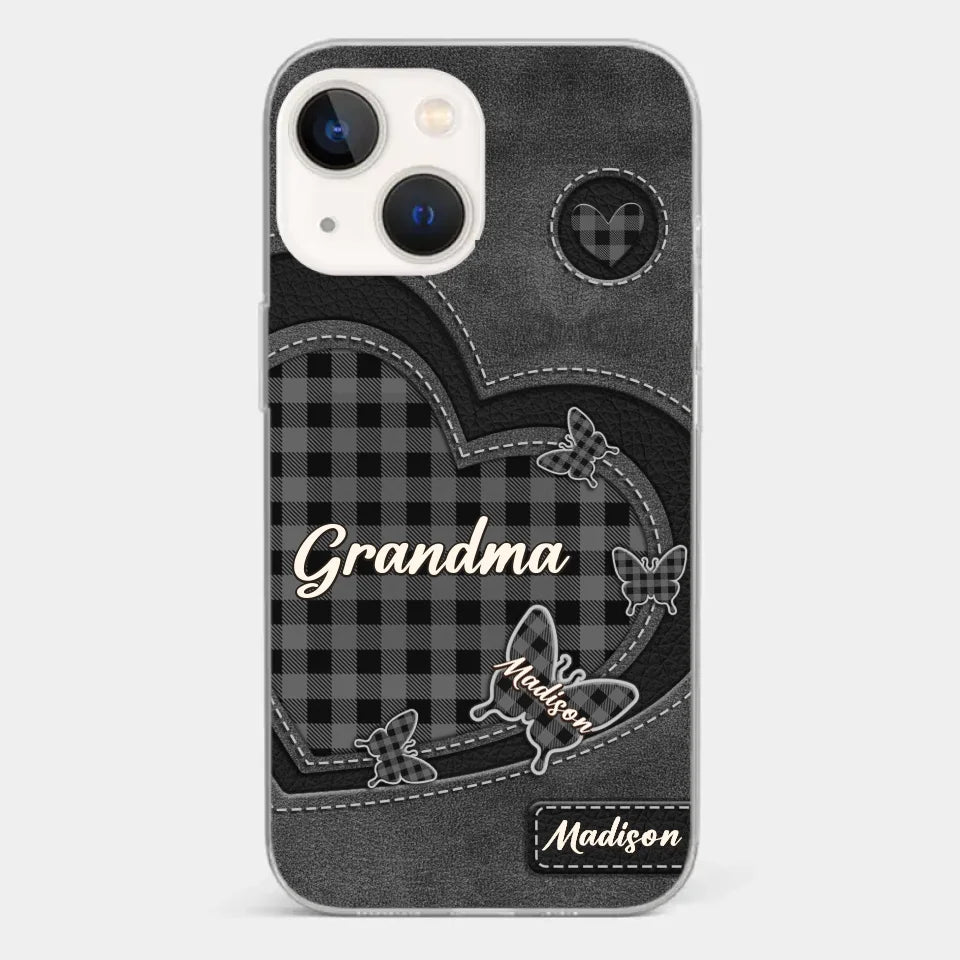 Grandma’s Love Is A Hug That Never Ends - Family Personalized Custom Clear Phone Case - Gift For Mom, Grandma
