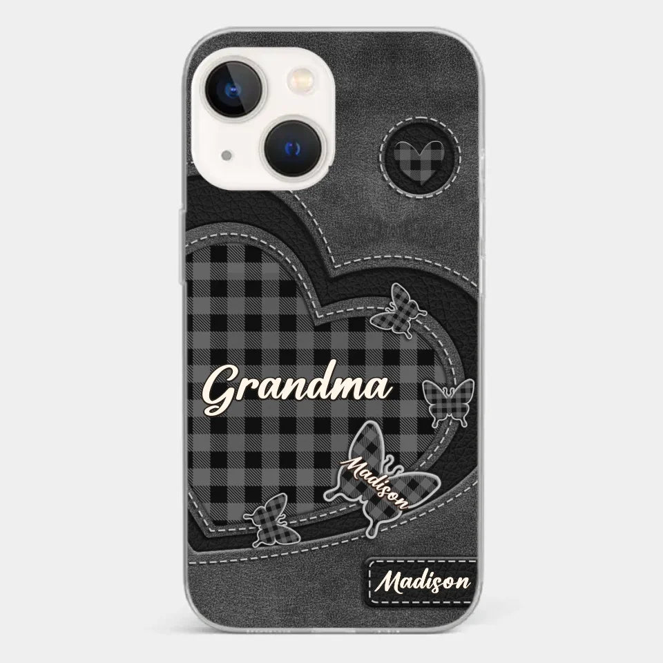 Grandma’s Love Is A Hug That Never Ends - Family Personalized Custom Clear Phone Case - Gift For Mom, Grandma