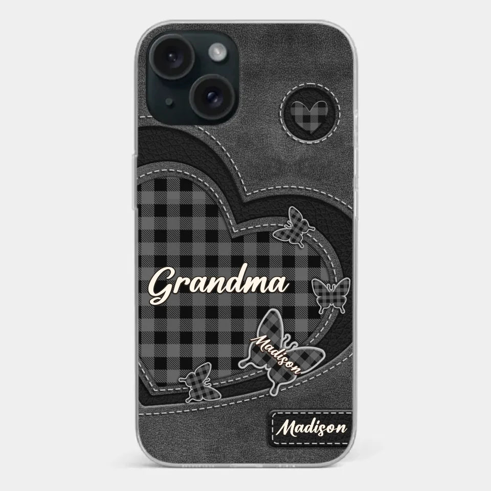 Grandma’s Love Is A Hug That Never Ends - Family Personalized Custom Clear Phone Case - Gift For Mom, Grandma