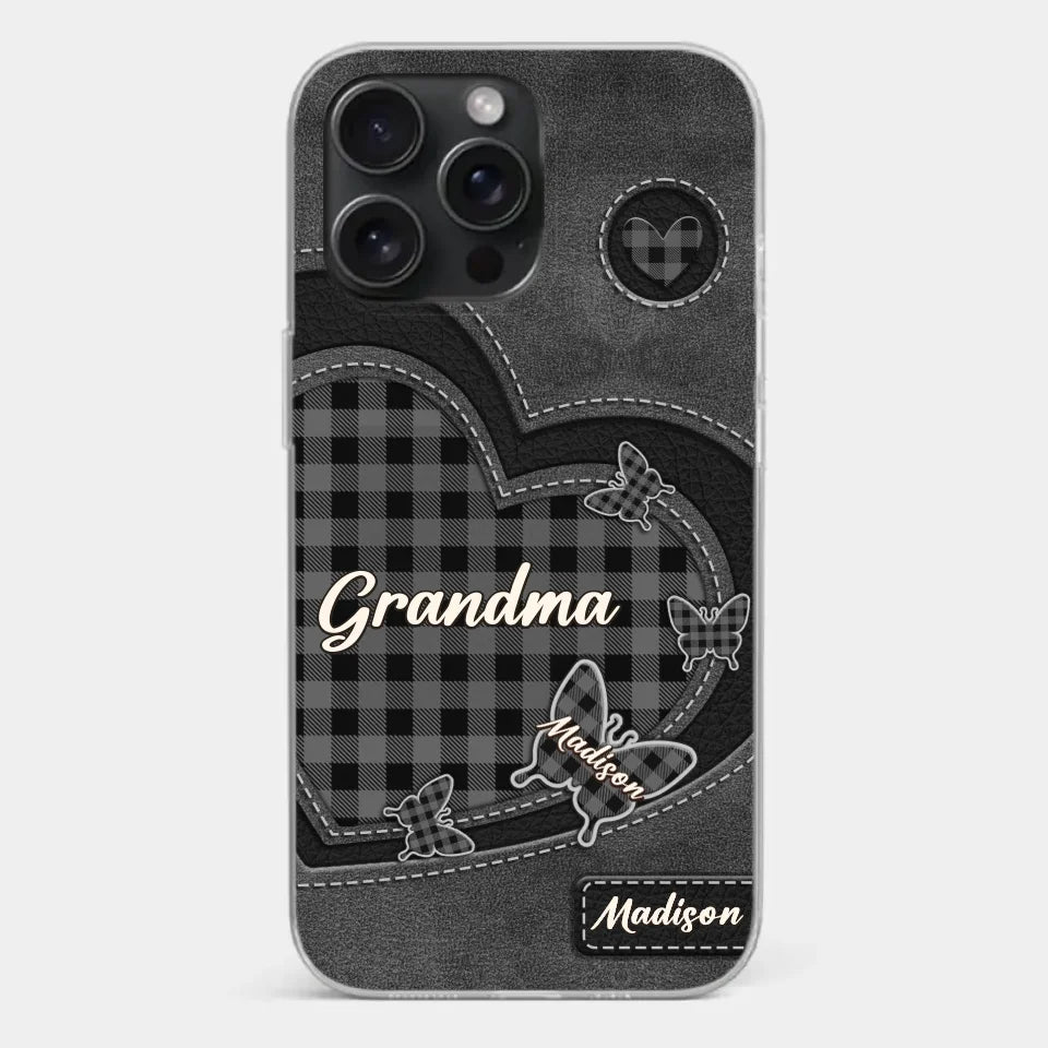 Grandma’s Love Is A Hug That Never Ends - Family Personalized Custom Clear Phone Case - Gift For Mom, Grandma