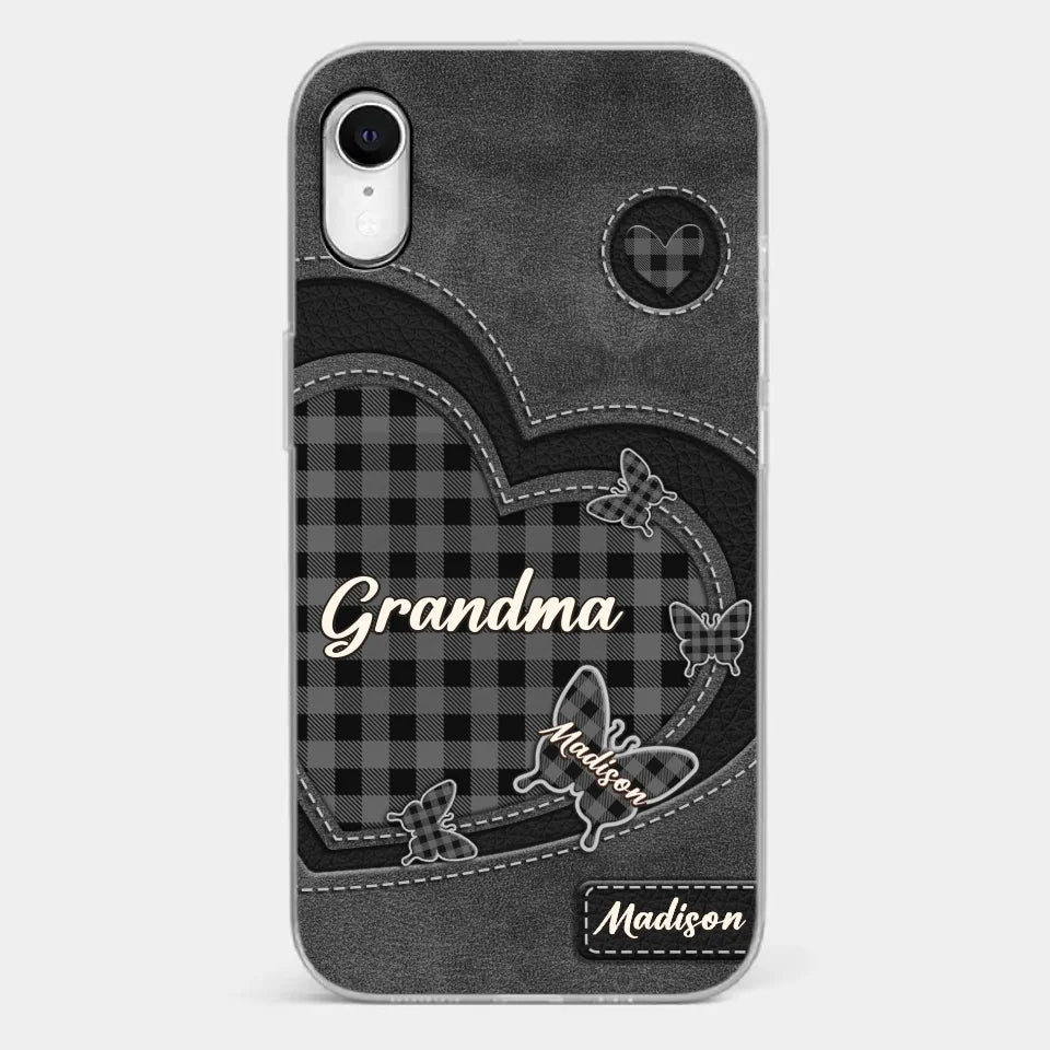 Grandma’s Love Is A Hug That Never Ends - Family Personalized Custom Clear Phone Case - Gift For Mom, Grandma