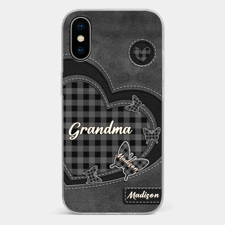 Grandma’s Love Is A Hug That Never Ends - Family Personalized Custom Clear Phone Case - Gift For Mom, Grandma