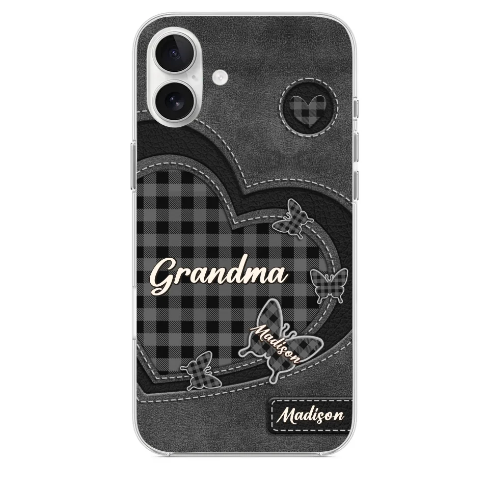 Grandma’s Love Is A Hug That Never Ends - Family Personalized Custom Clear Phone Case - Gift For Mom, Grandma