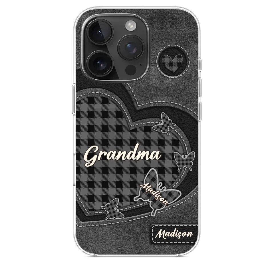 Grandma’s Love Is A Hug That Never Ends - Family Personalized Custom Clear Phone Case - Gift For Mom, Grandma