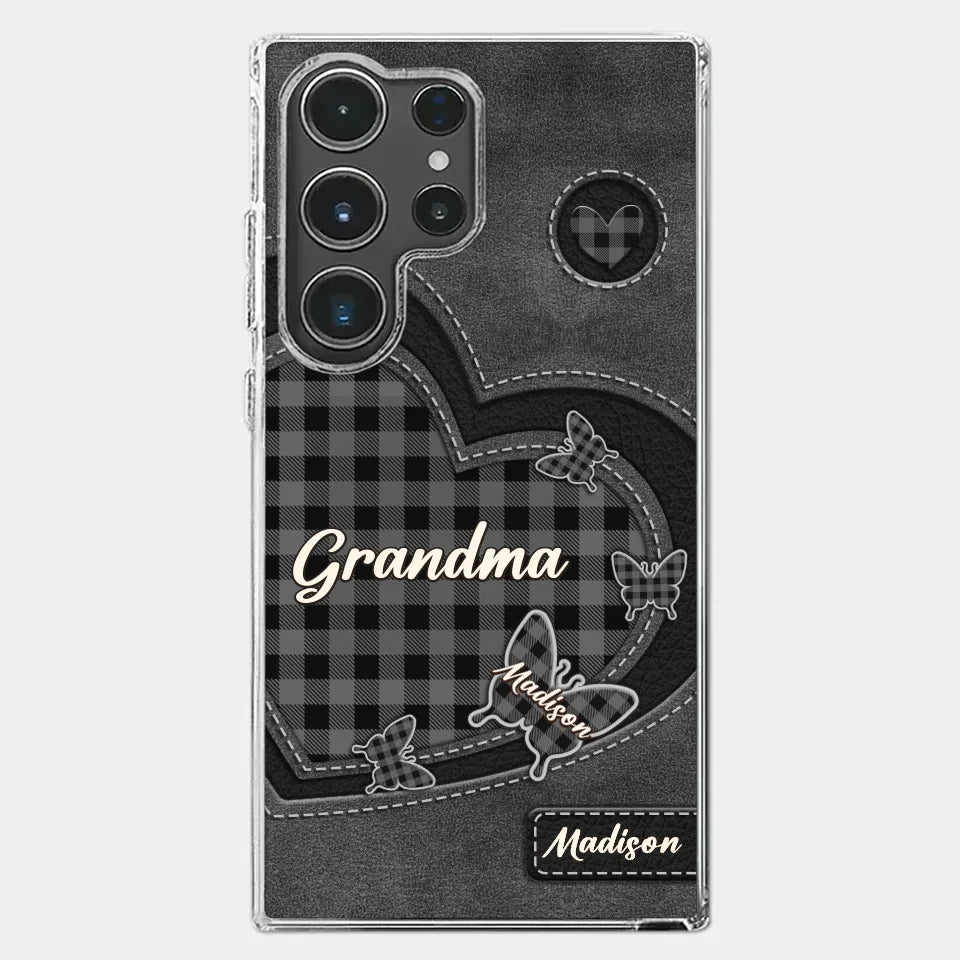 Grandma’s Love Is A Hug That Never Ends - Family Personalized Custom Clear Phone Case - Gift For Mom, Grandma