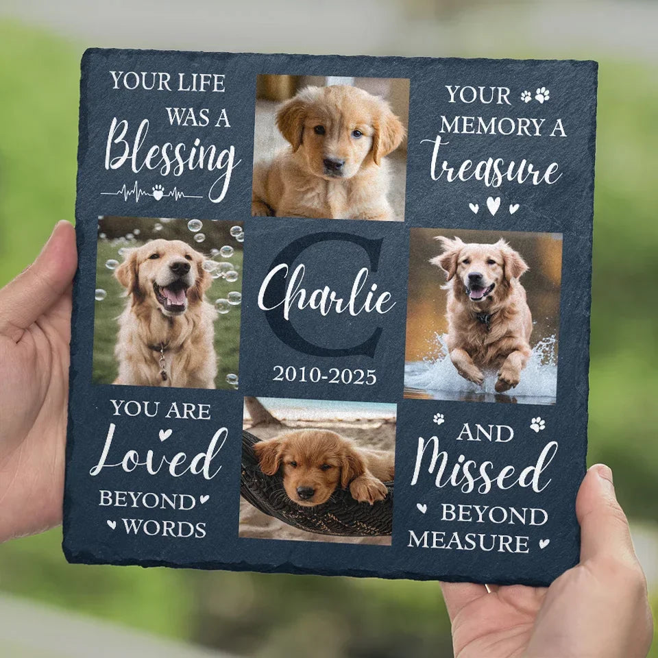 Custom Photo Sweet Reminders Of The Moments We Shared - Memorial Personalized Custom Square Shaped Stone With Stand - Sympathy Gift For Pet Owners, Pet Lovers