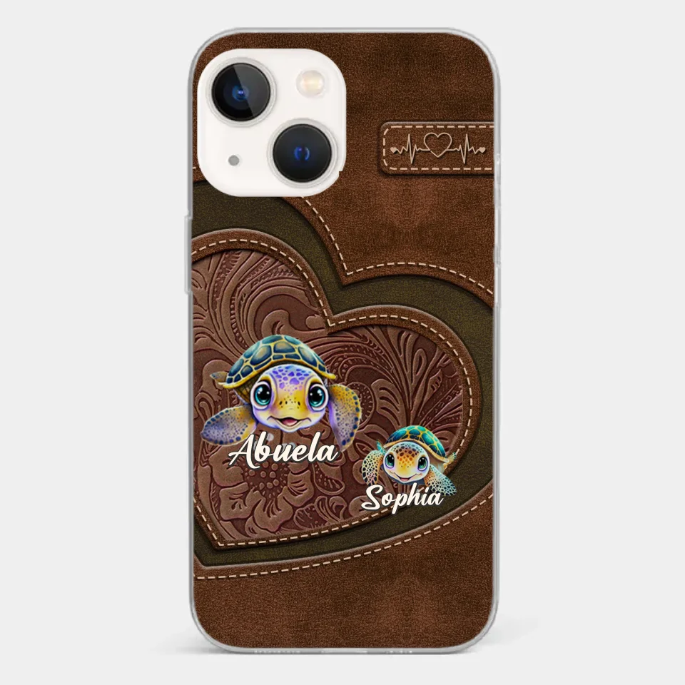 A Turtle Carries Its Home, Grandma Carries Generations Of Love - Family Personalized Custom Clear Phone Case - Gift For Mom, Grandma