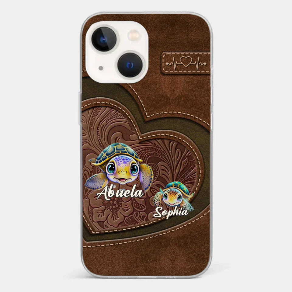 A Turtle Carries Its Home, Grandma Carries Generations Of Love - Family Personalized Custom Clear Phone Case - Gift For Mom, Grandma