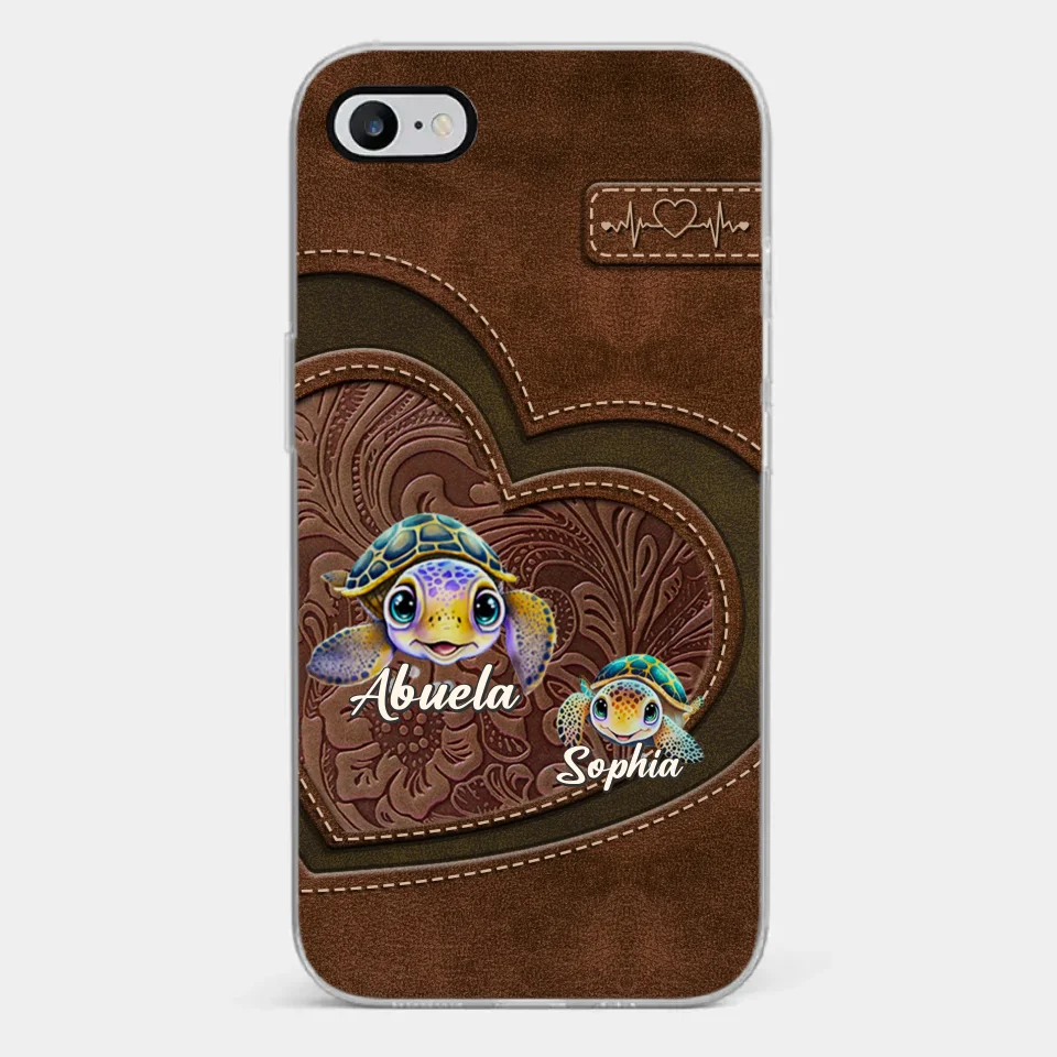 A Turtle Carries Its Home, Grandma Carries Generations Of Love - Family Personalized Custom Clear Phone Case - Gift For Mom, Grandma