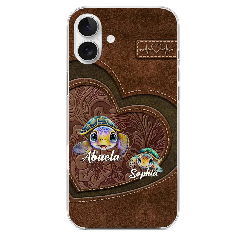 A Turtle Carries Its Home, Grandma Carries Generations Of Love - Family Personalized Custom Clear Phone Case - Gift For Mom, Grandma