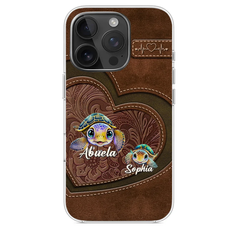 A Turtle Carries Its Home, Grandma Carries Generations Of Love - Family Personalized Custom Clear Phone Case - Gift For Mom, Grandma