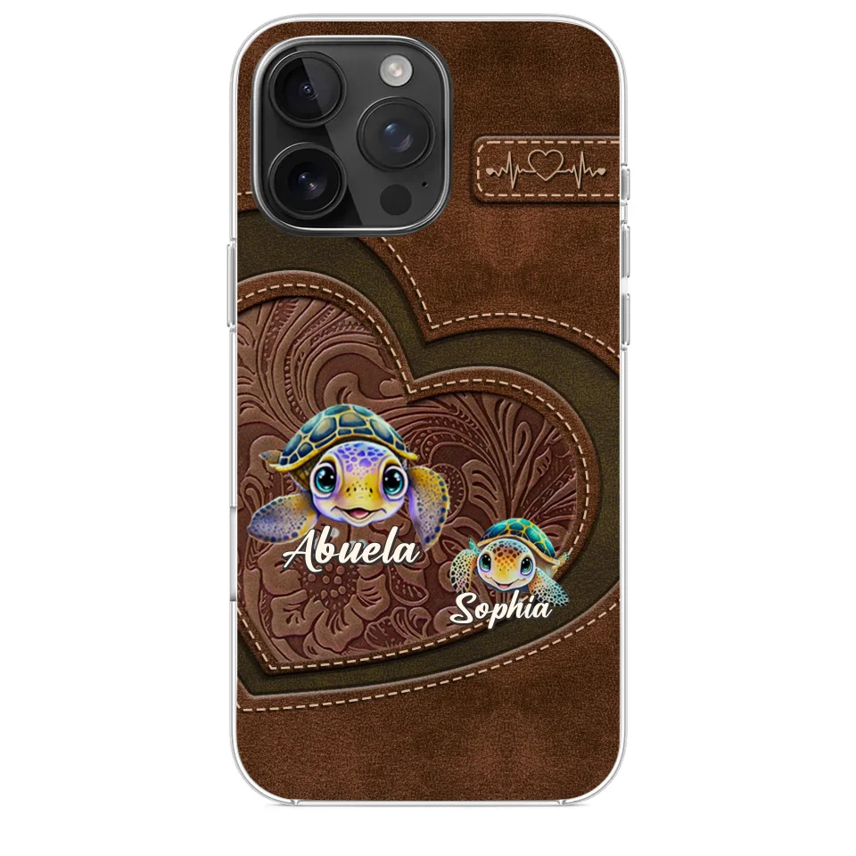 A Turtle Carries Its Home, Grandma Carries Generations Of Love - Family Personalized Custom Clear Phone Case - Gift For Mom, Grandma