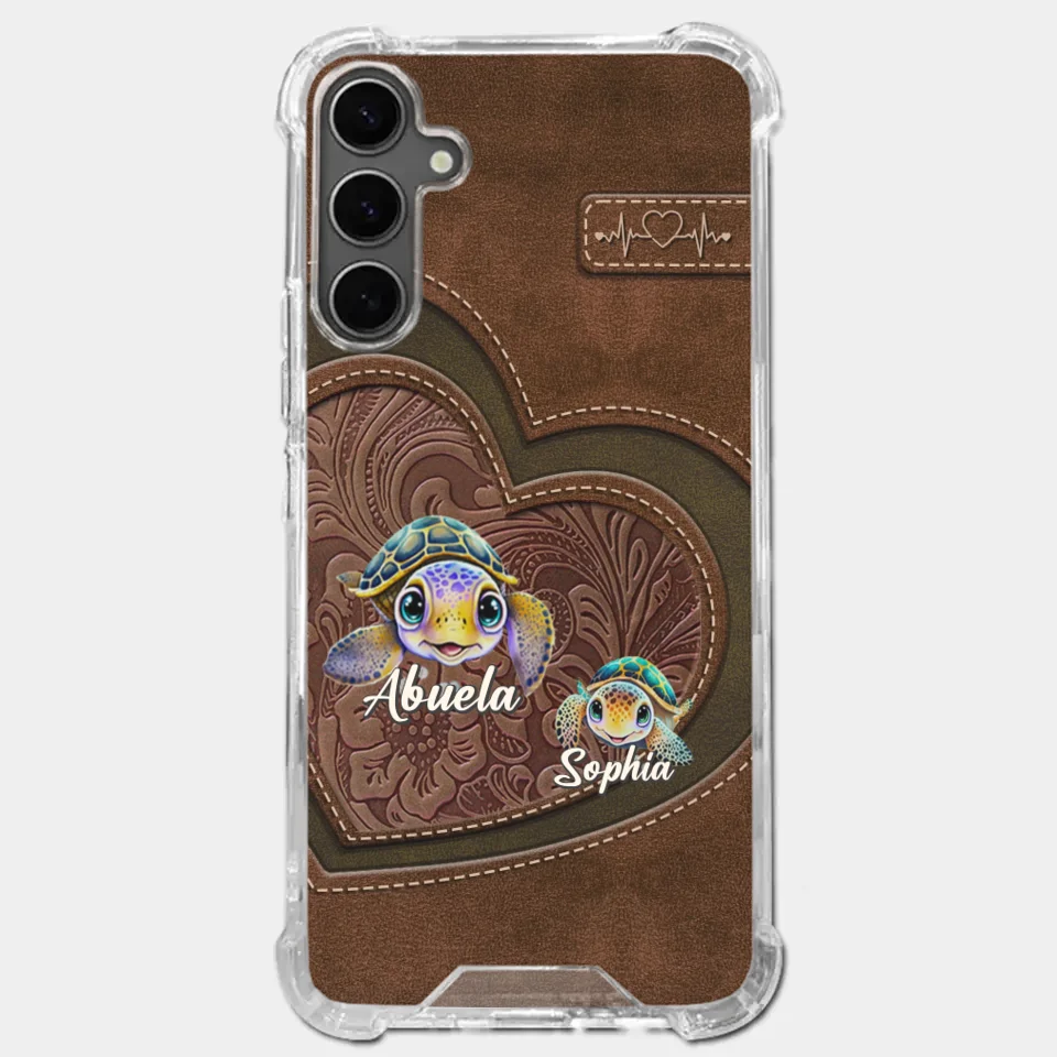 A Turtle Carries Its Home, Grandma Carries Generations Of Love - Family Personalized Custom Clear Phone Case - Gift For Mom, Grandma