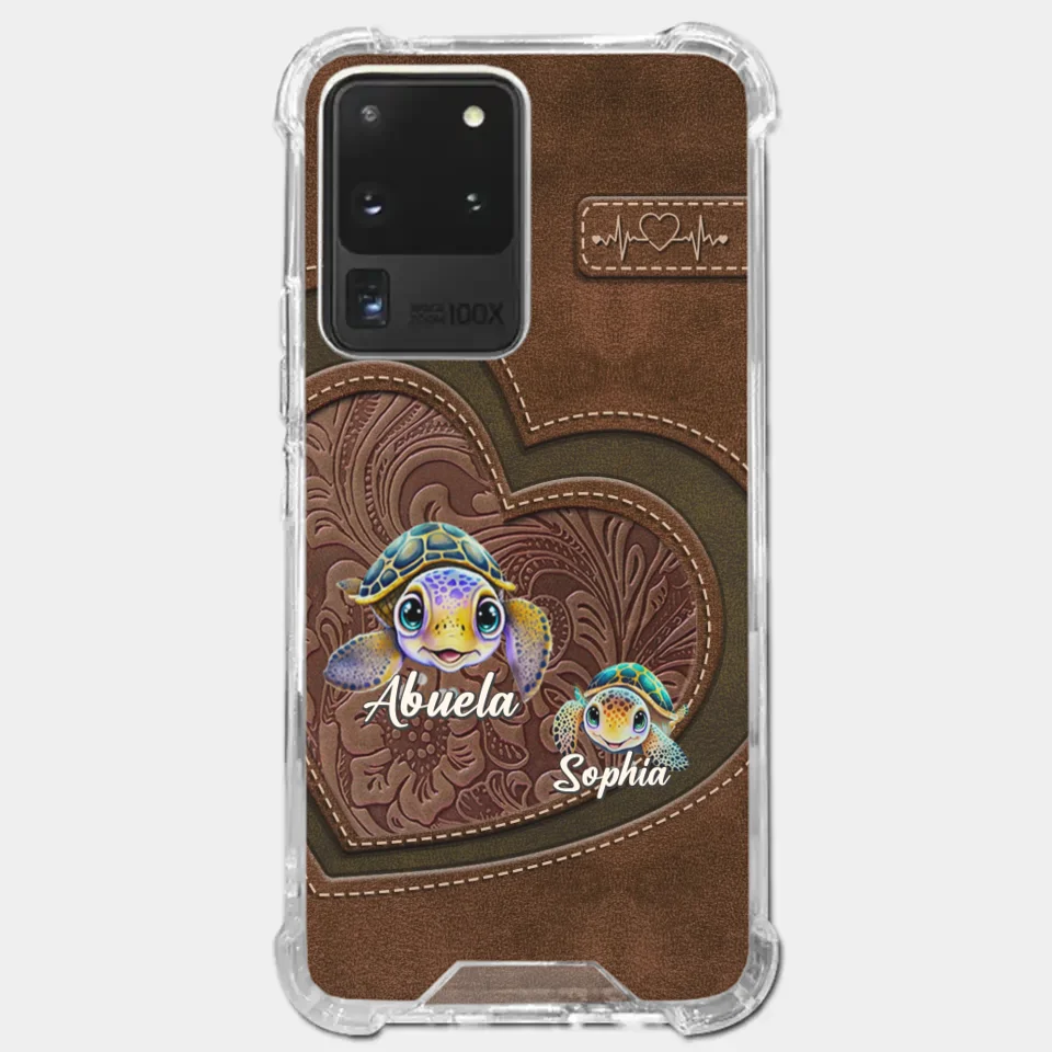 A Turtle Carries Its Home, Grandma Carries Generations Of Love - Family Personalized Custom Clear Phone Case - Gift For Mom, Grandma