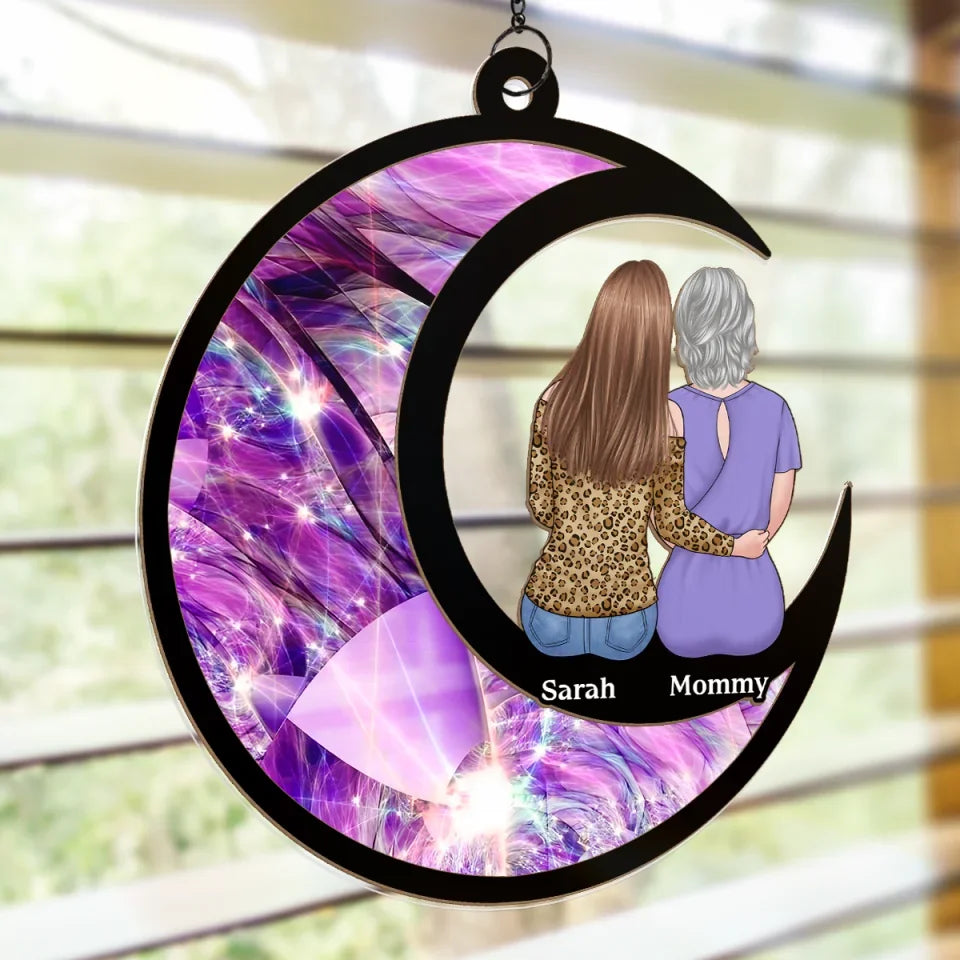 A Bond Unbroken, A Love Unspoken - Family Personalized Window Hanging Suncatcher Ornament - Gift For Mom, Daughter