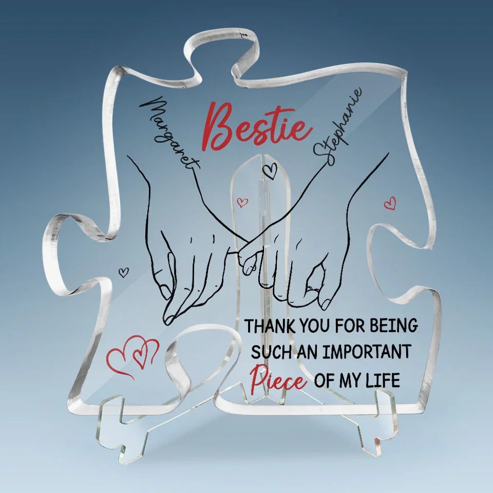 No One Could Ever Replace You - Bestie Personalized Custom Puzzle Shaped Acrylic Plaque - Gift For Best Friends, BFF, Sisters