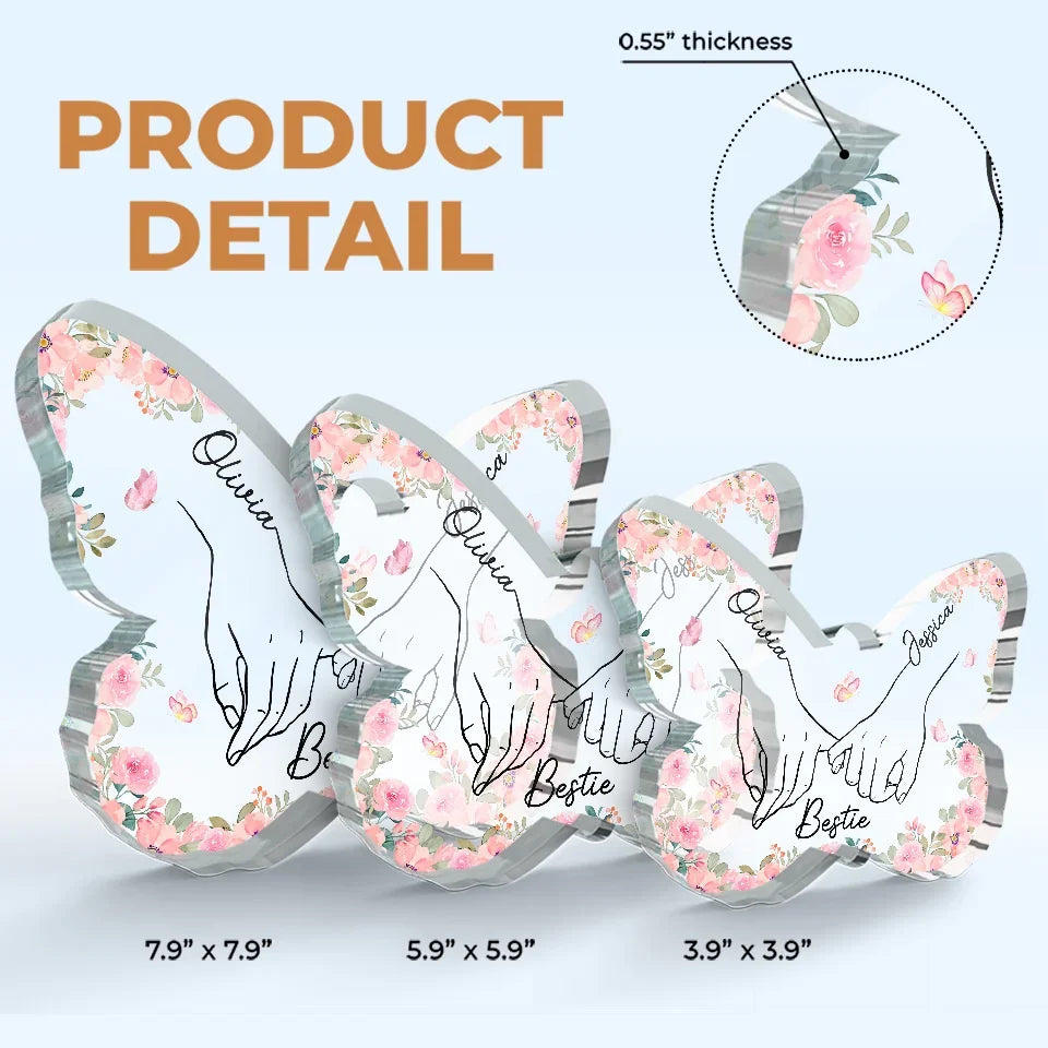 Best Friend Is Hard To Find - Bestie Personalized Custom Butterfly Shaped Acrylic Plaque - Gift For Best Friends, BFF, Sisters