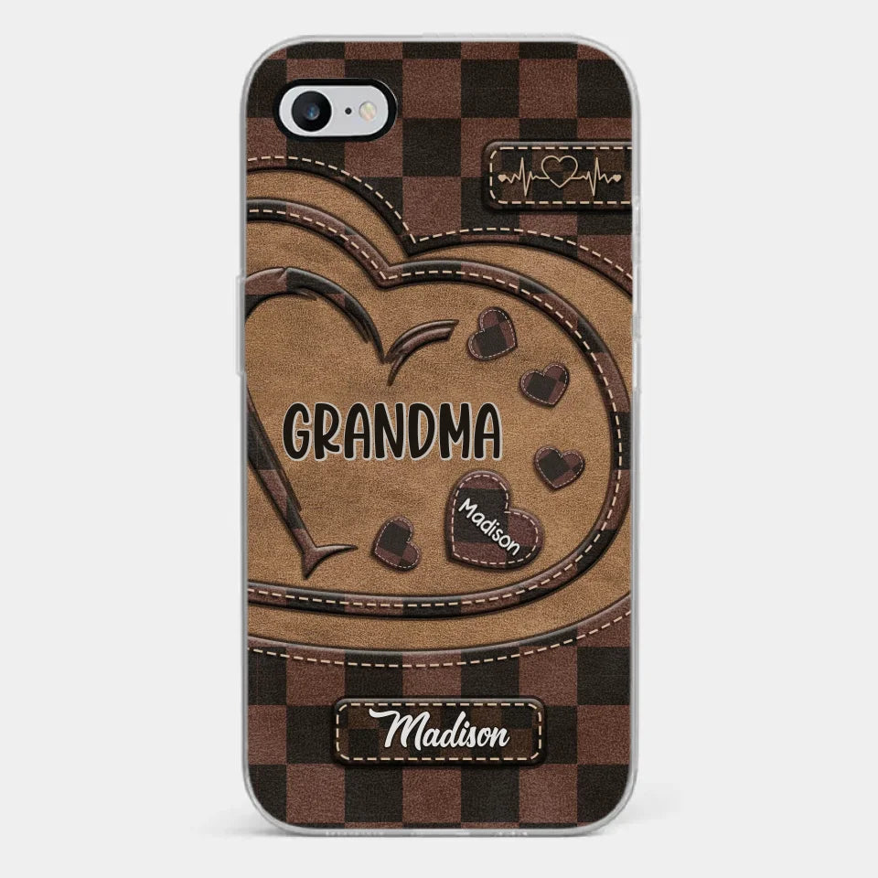 Grandma’s Love Is The Heart Of Our Family - Family Personalized Custom Clear Phone Case - Gift For Mom, Grandma