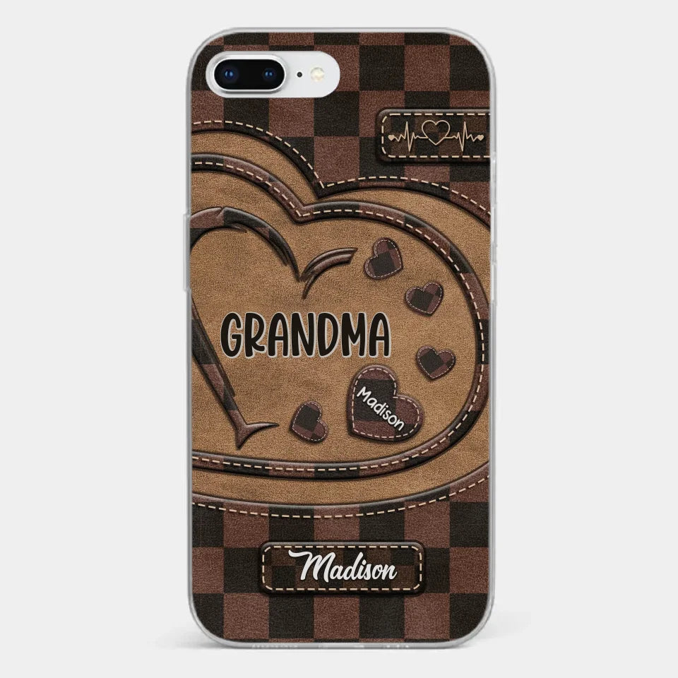 Grandma’s Love Is The Heart Of Our Family - Family Personalized Custom Clear Phone Case - Gift For Mom, Grandma
