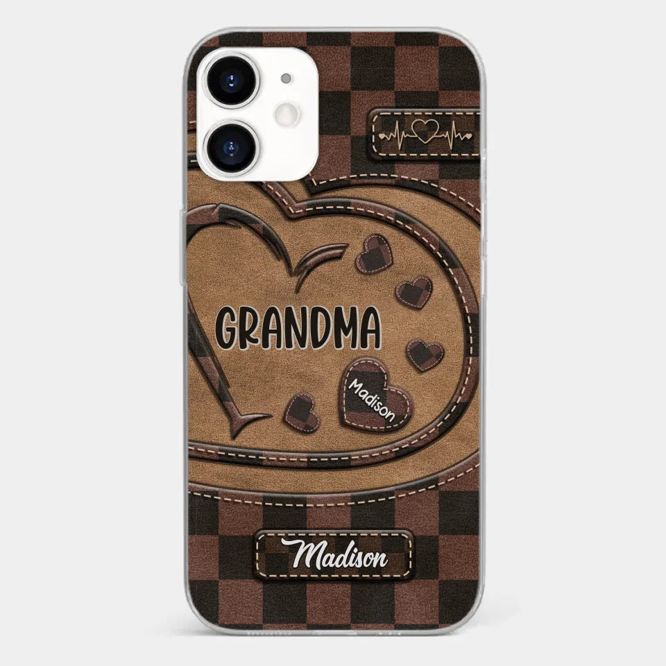 Grandma’s Love Is The Heart Of Our Family - Family Personalized Custom Clear Phone Case - Gift For Mom, Grandma