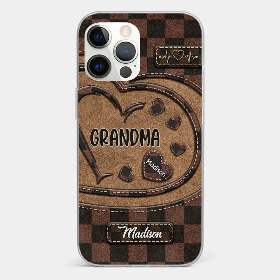 Grandma’s Love Is The Heart Of Our Family - Family Personalized Custom Clear Phone Case - Gift For Mom, Grandma