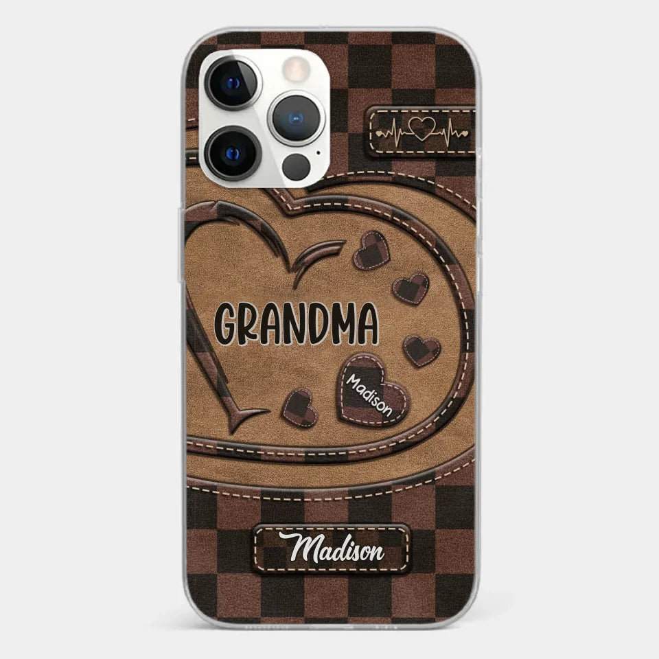 Grandma’s Love Is The Heart Of Our Family - Family Personalized Custom Clear Phone Case - Gift For Mom, Grandma