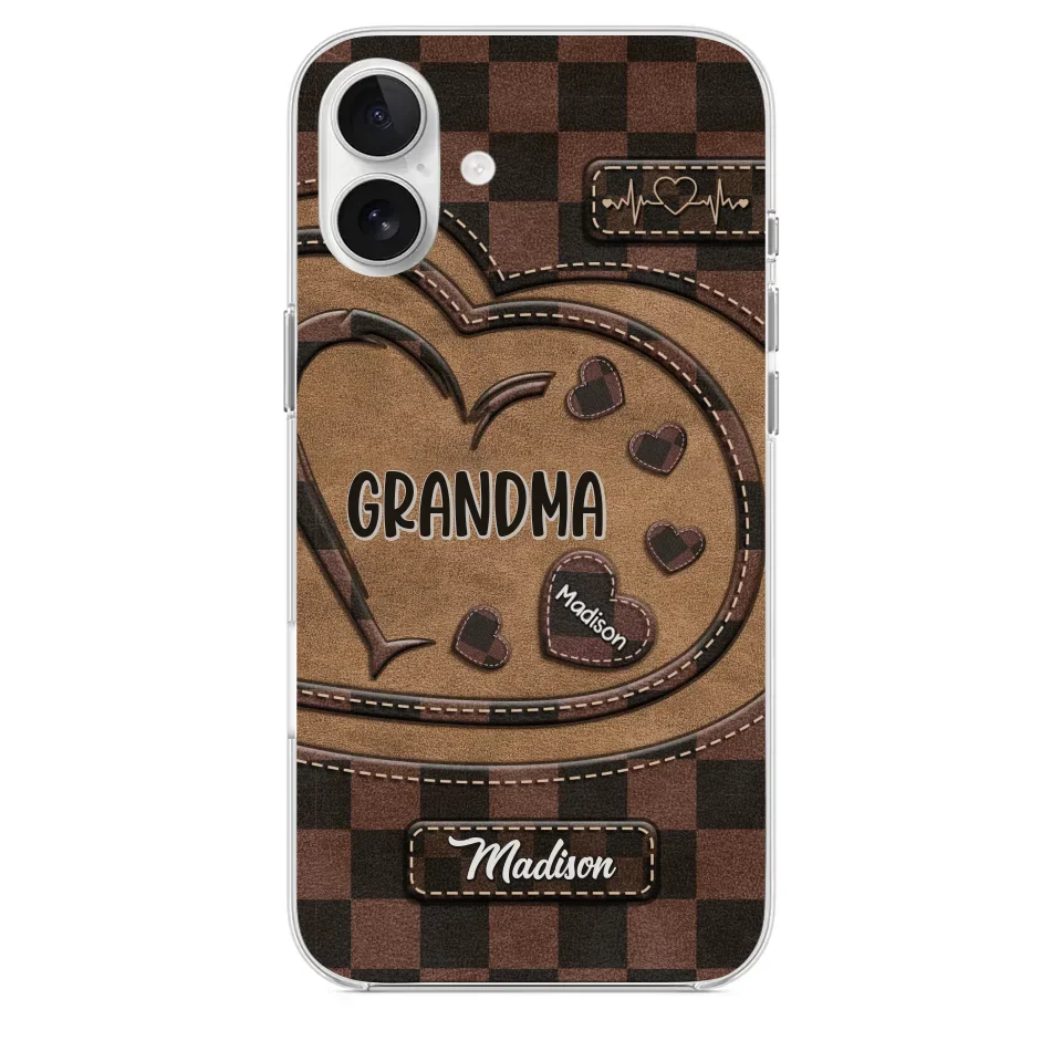 Grandma’s Love Is The Heart Of Our Family - Family Personalized Custom Clear Phone Case - Gift For Mom, Grandma