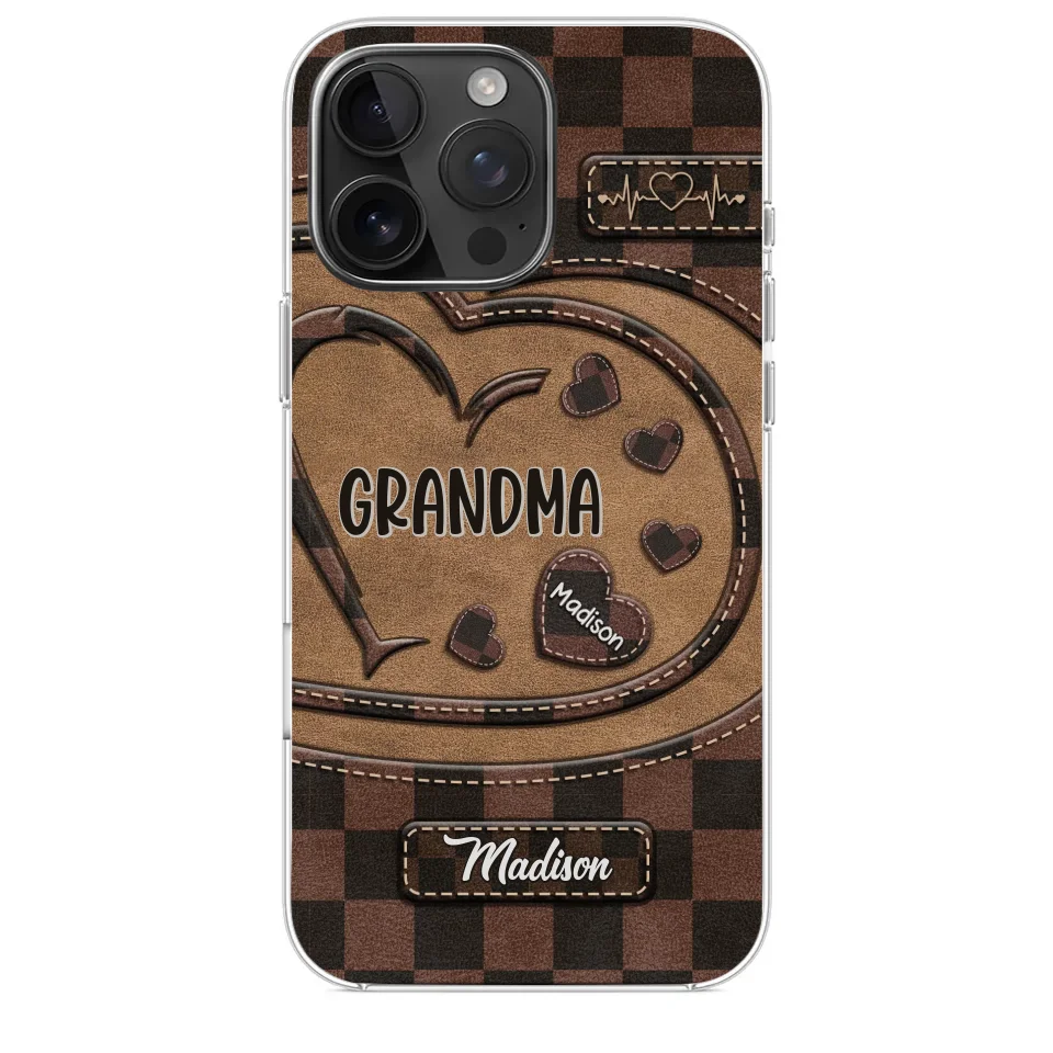 Grandma’s Love Is The Heart Of Our Family - Family Personalized Custom Clear Phone Case - Gift For Mom, Grandma
