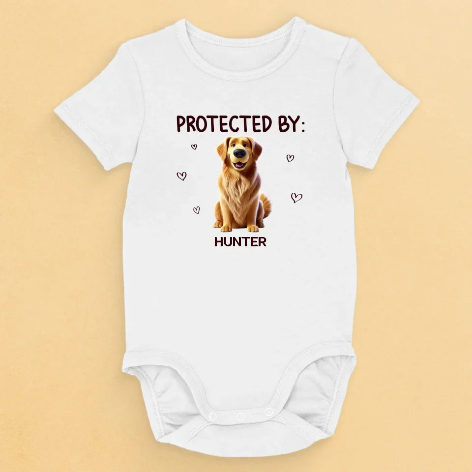 Protected By Paws And A Wagging Tail - Dog Personalized Custom Baby Onesie - Baby Shower Gift, Gift For Pet Owners, Pet Lovers