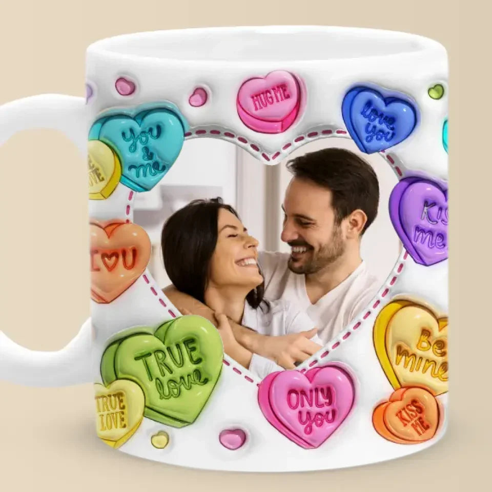Custom Photo True Love Stories Never Have Endings - Couple Personalized Custom 3D Inflated Effect Printed Mug - Gift For Husband Wife, Anniversary
