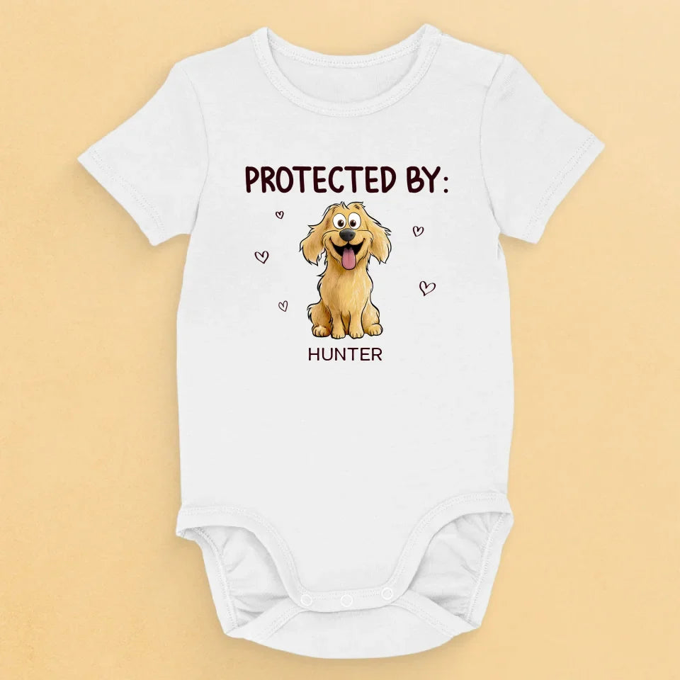 Protected By My Furry Companion - Dog Personalized Custom Baby Onesie - Baby Shower Gift, Gift For Pet Owners, Pet Lovers