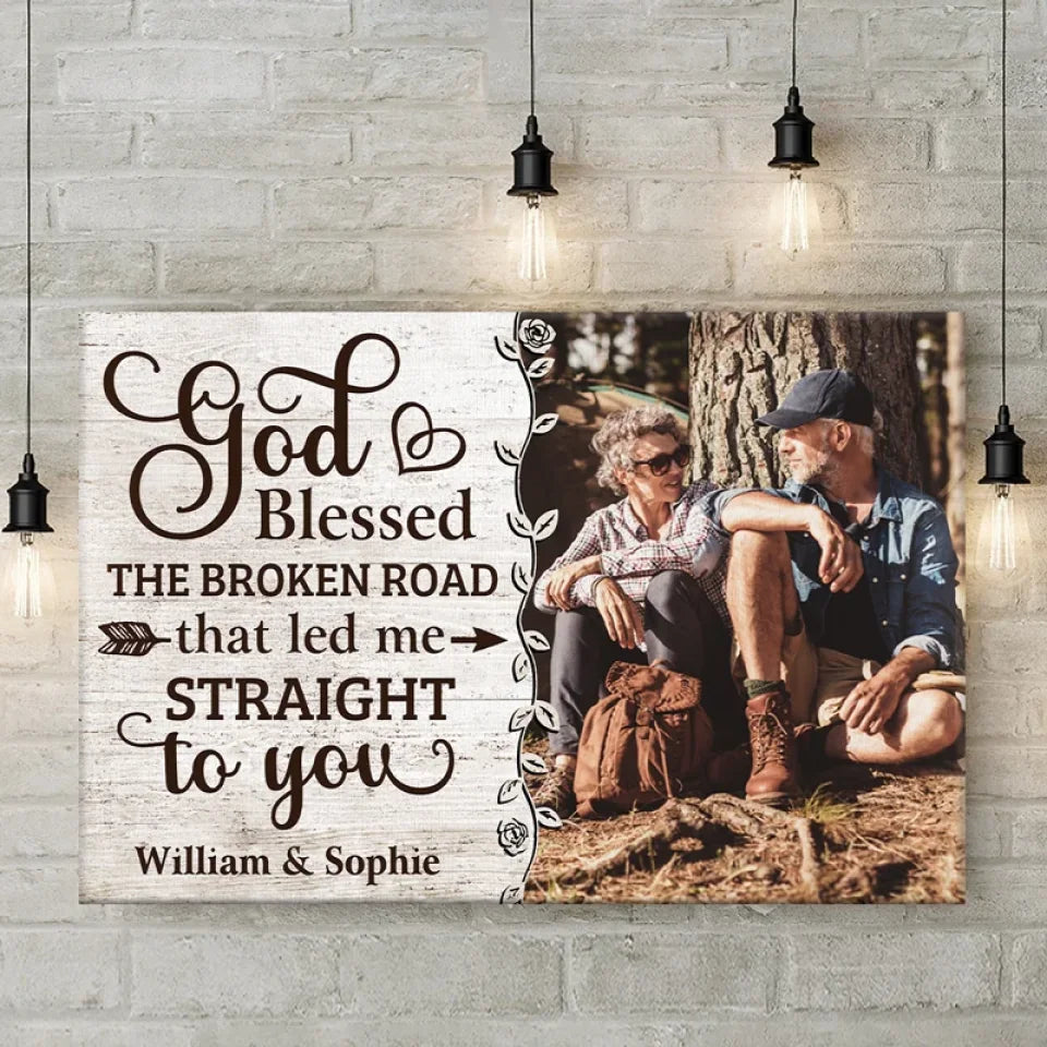Custom Photo With You, I Am Home - Couple Personalized Custom Horizontal Canvas - Gift For Husband Wife, Anniversary