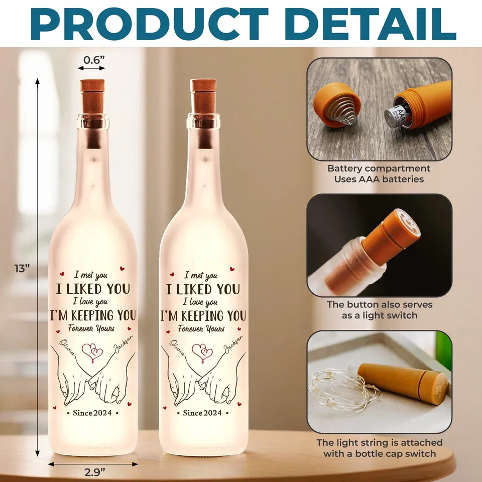 With You, I Can Be Myself - Couple Personalized Custom Bottle Lamp - Gift For Husband Wife, Anniversary